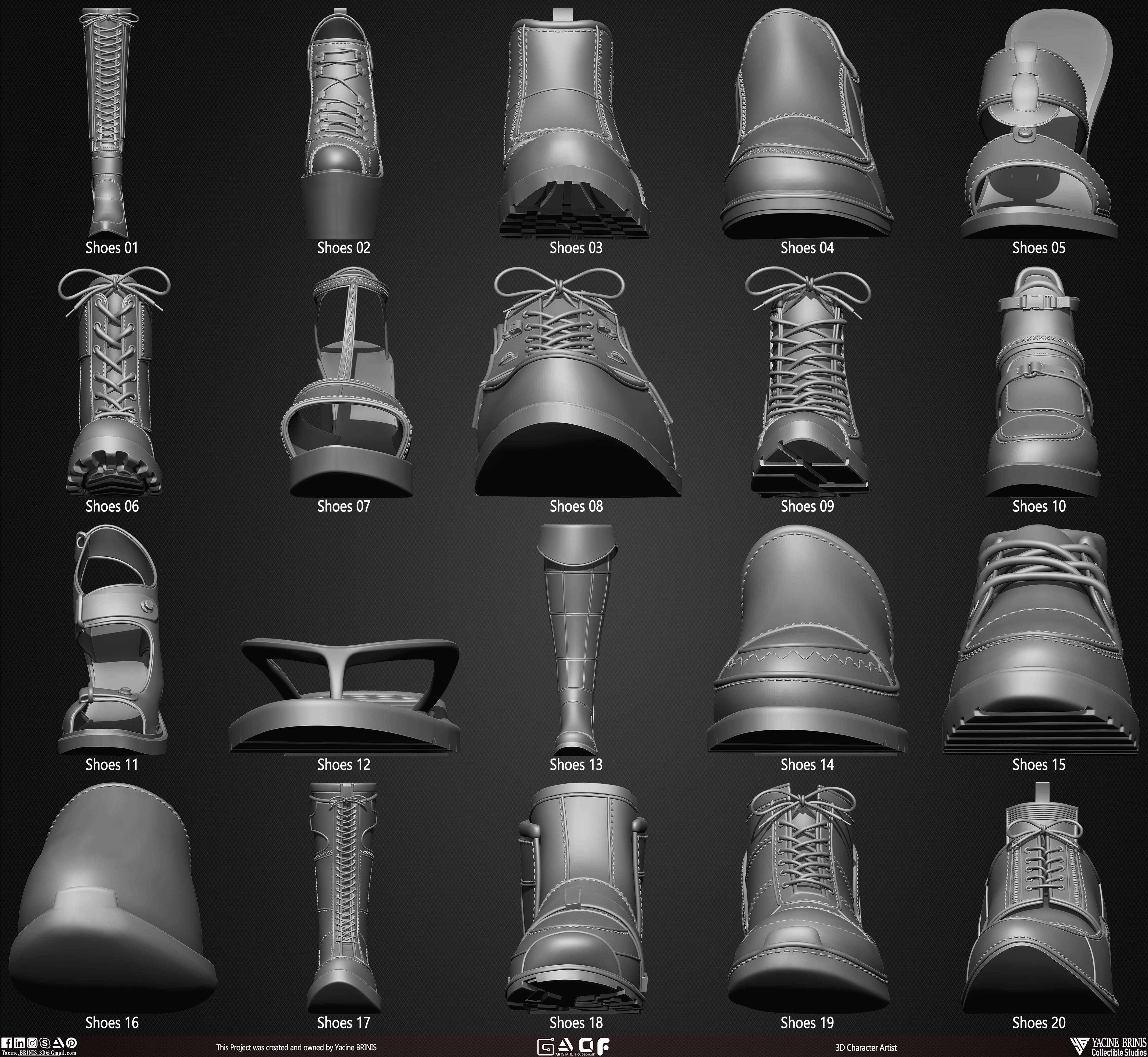 Pack of 20 Shoes Volume 05 Low-poly 3D model_3