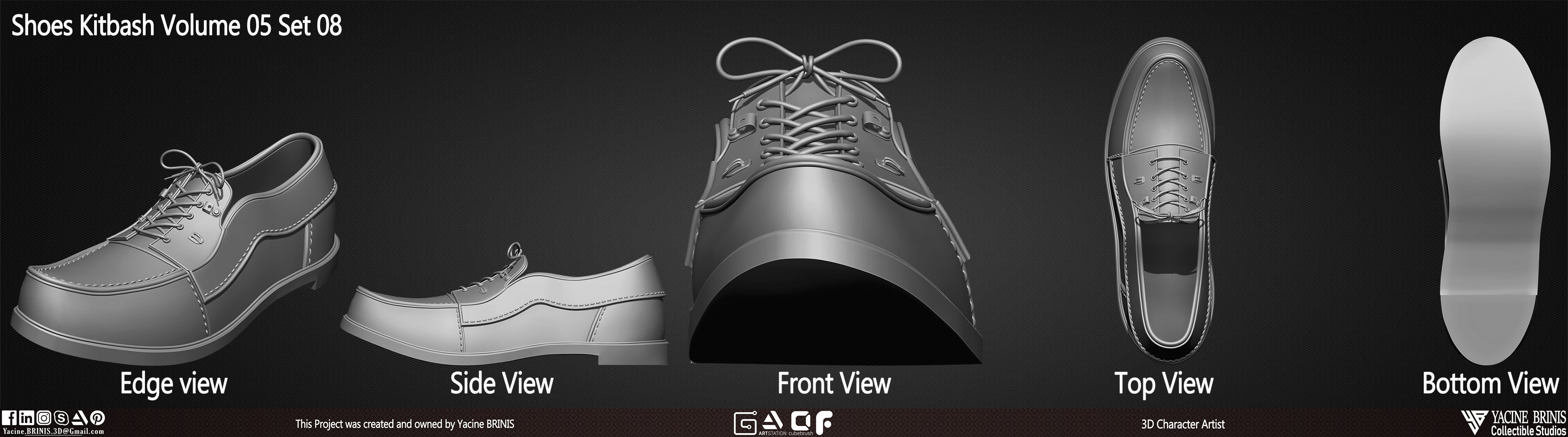 Pack of 20 Shoes Volume 05 Low-poly 3D model_13