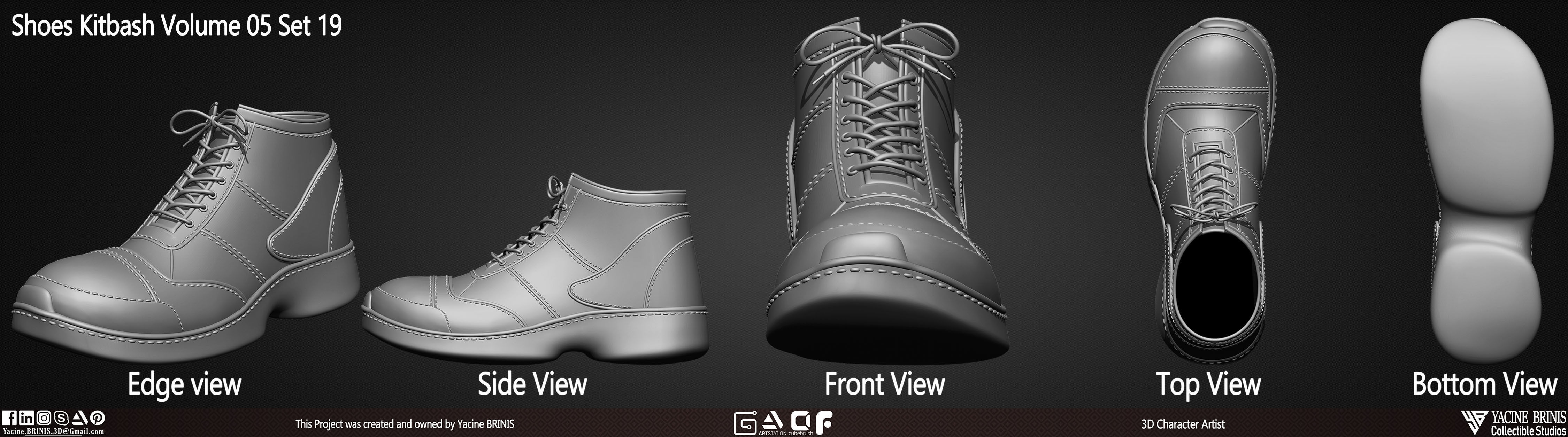 Pack of 20 Shoes Volume 05 Low-poly 3D model_24