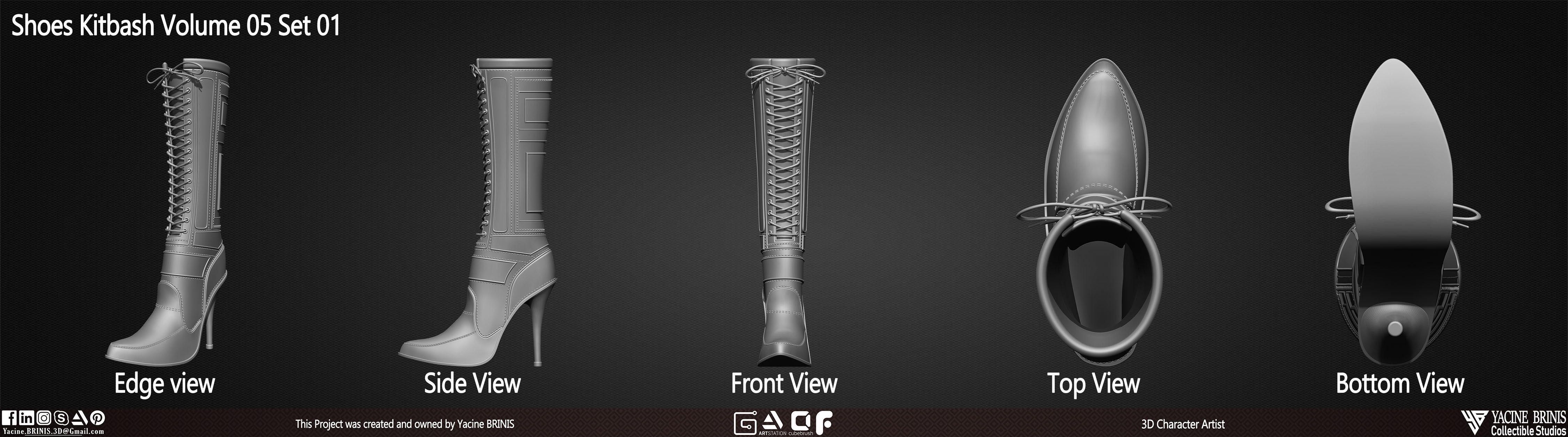 Pack of 20 Shoes Volume 05 Low-poly 3D model_6