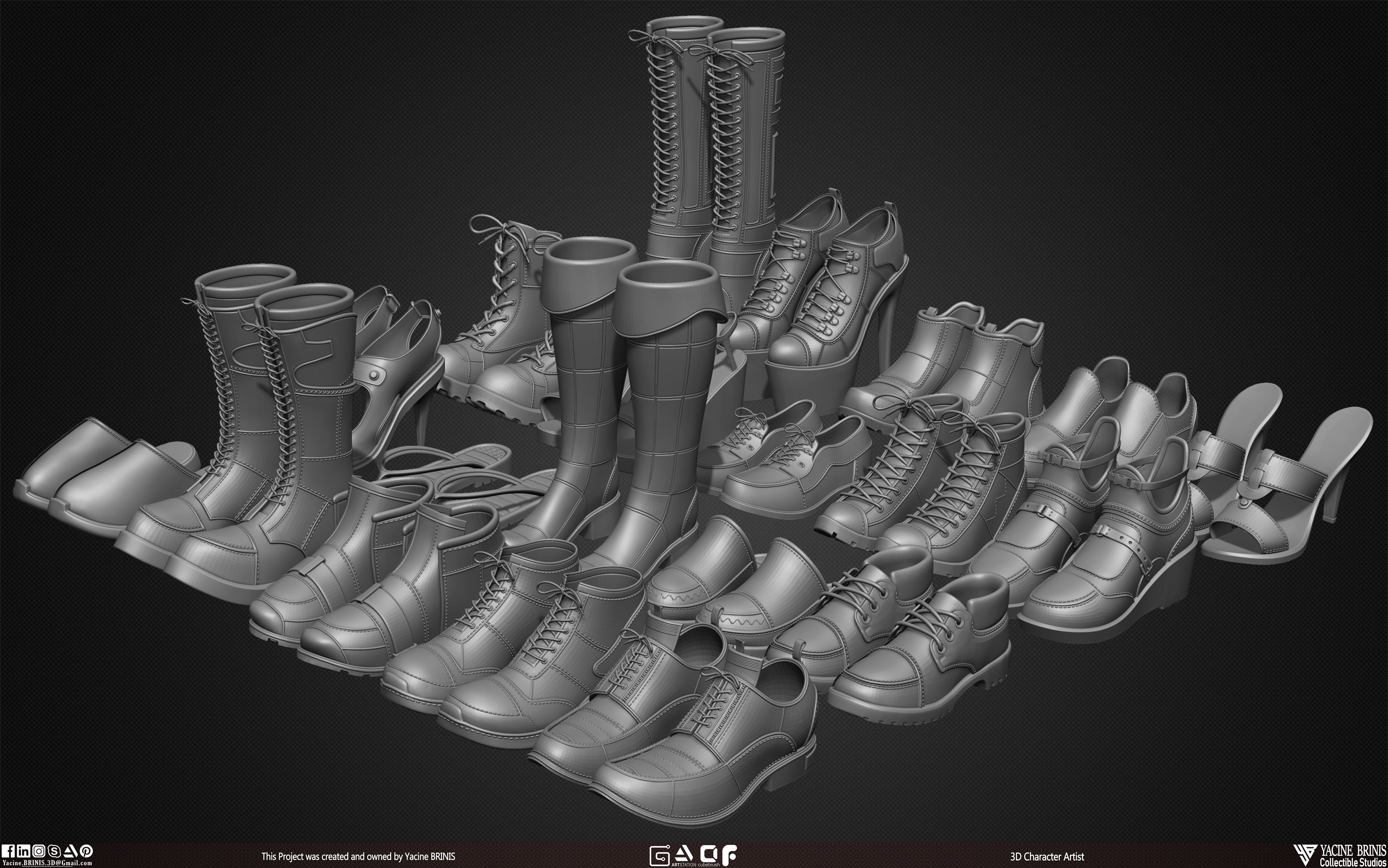 Pack of 20 Shoes Volume 05 Low-poly 3D model_31