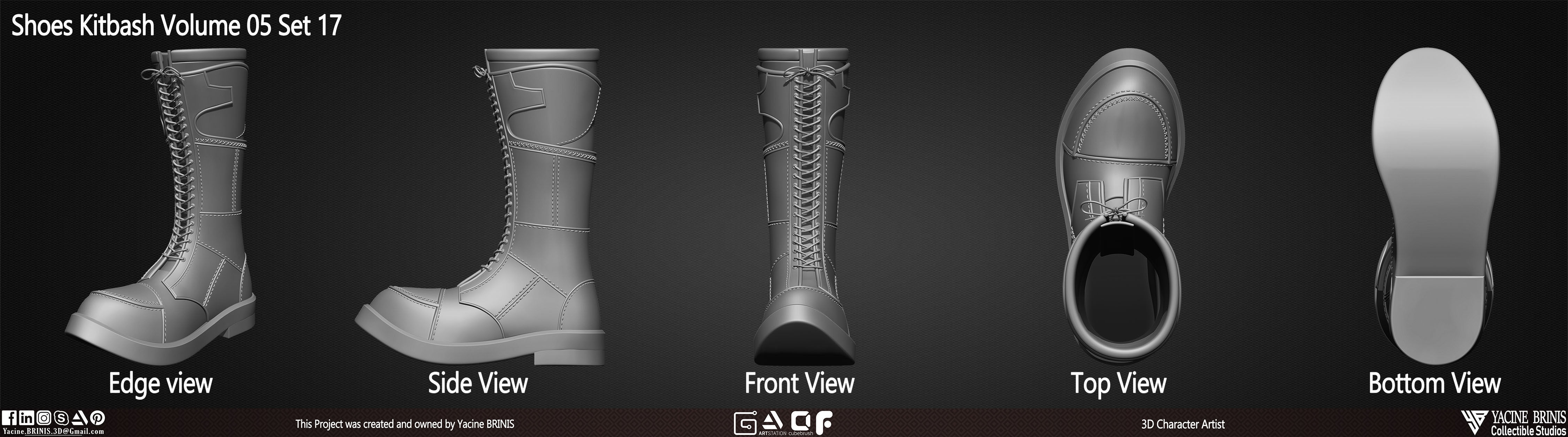 Pack of 20 Shoes Volume 05 Low-poly 3D model_22