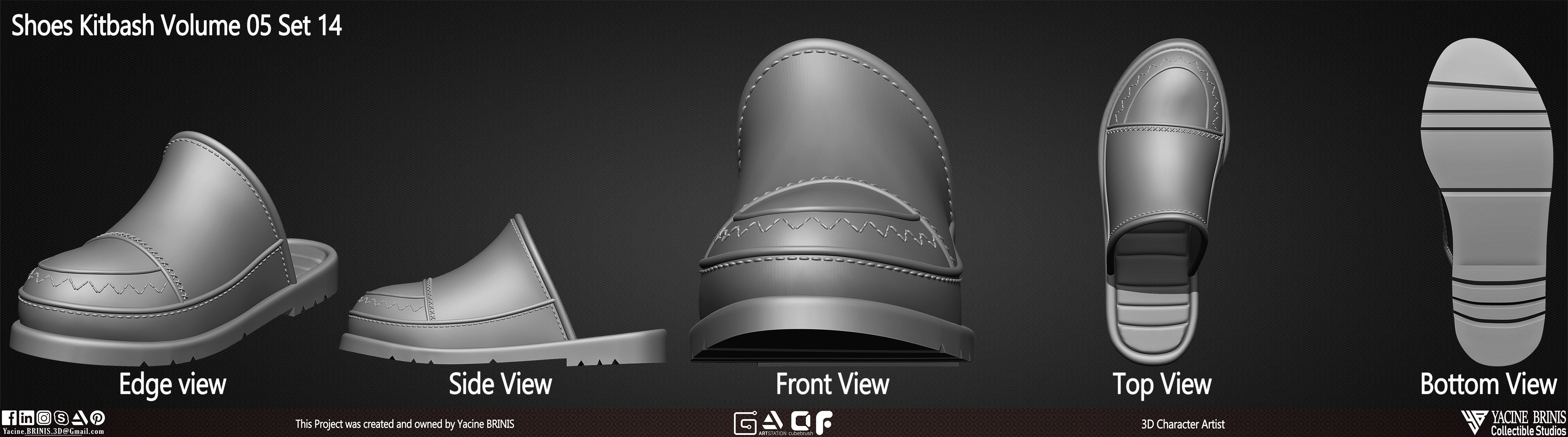 Pack of 20 Shoes Volume 05 Low-poly 3D model_19