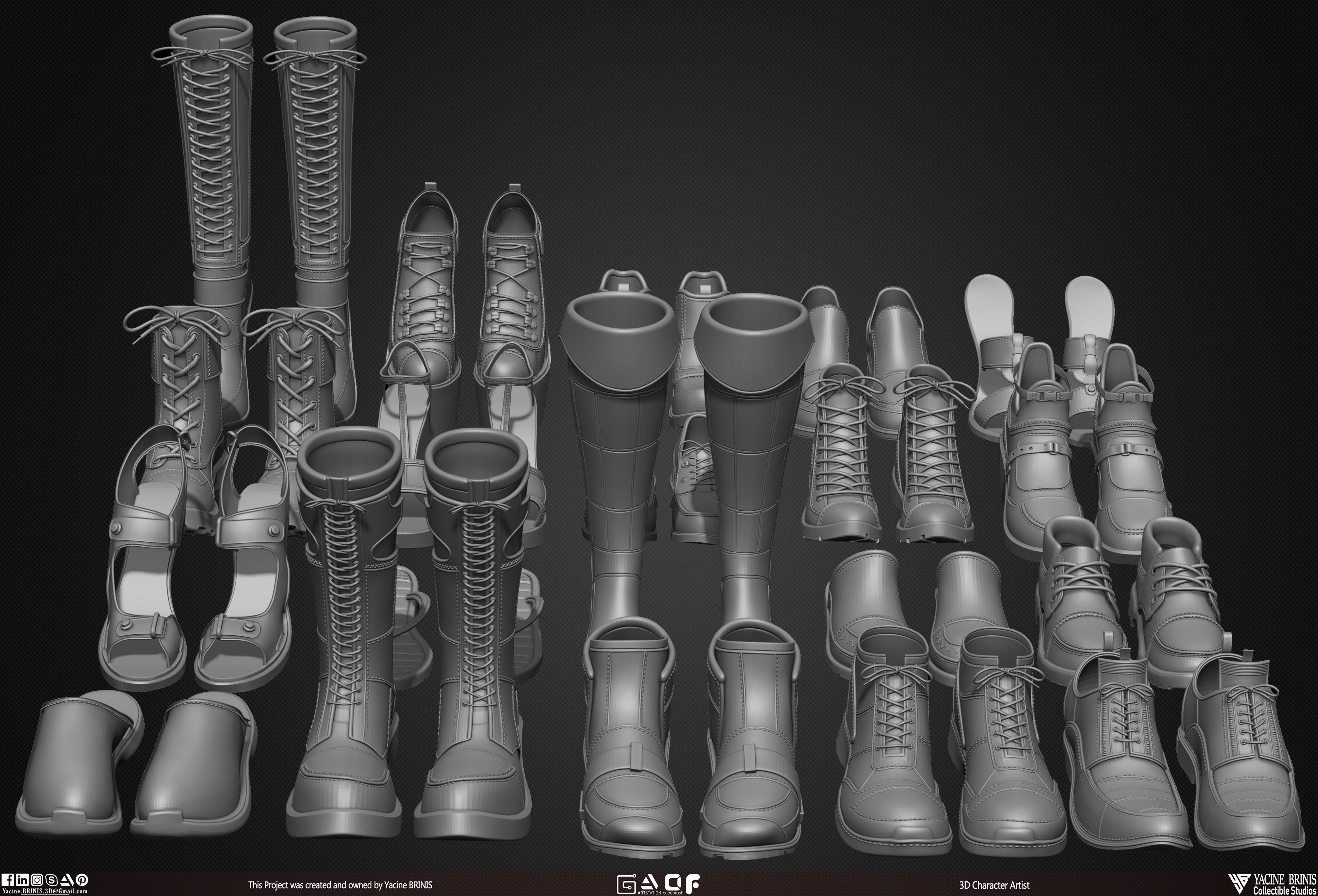 Pack of 20 Shoes Volume 05 Low-poly 3D model_30