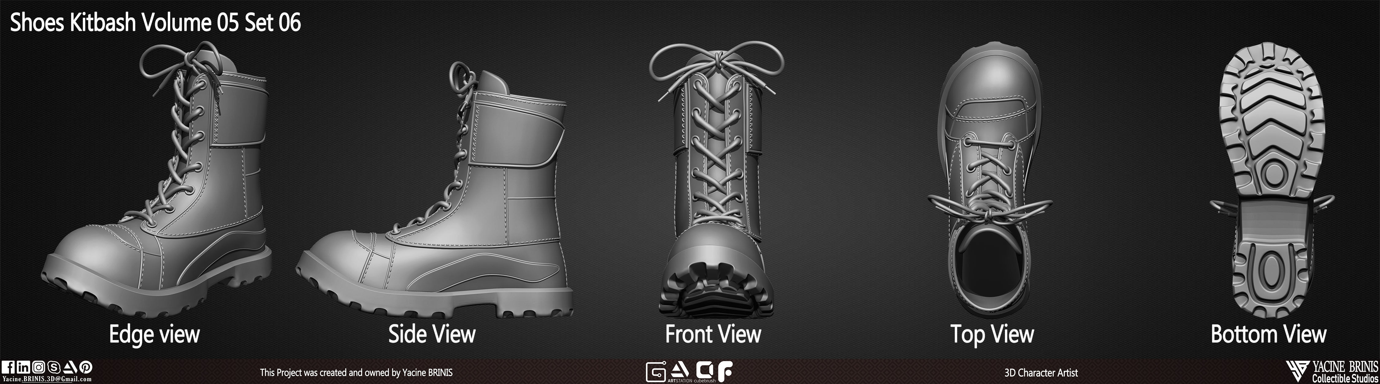 Pack of 20 Shoes Volume 05 Low-poly 3D model_11