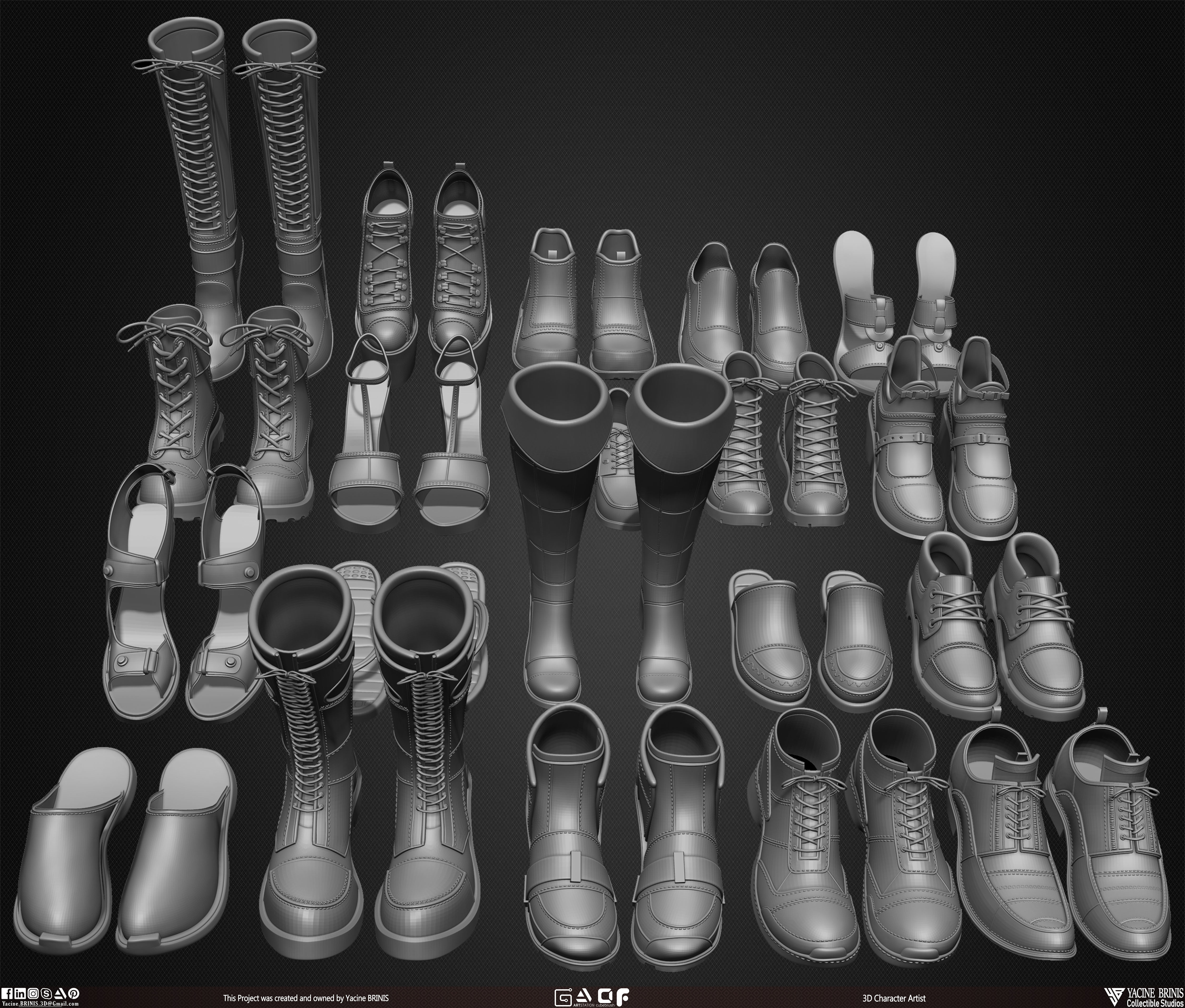 Pack of 20 Shoes Volume 05 Low-poly 3D model_33