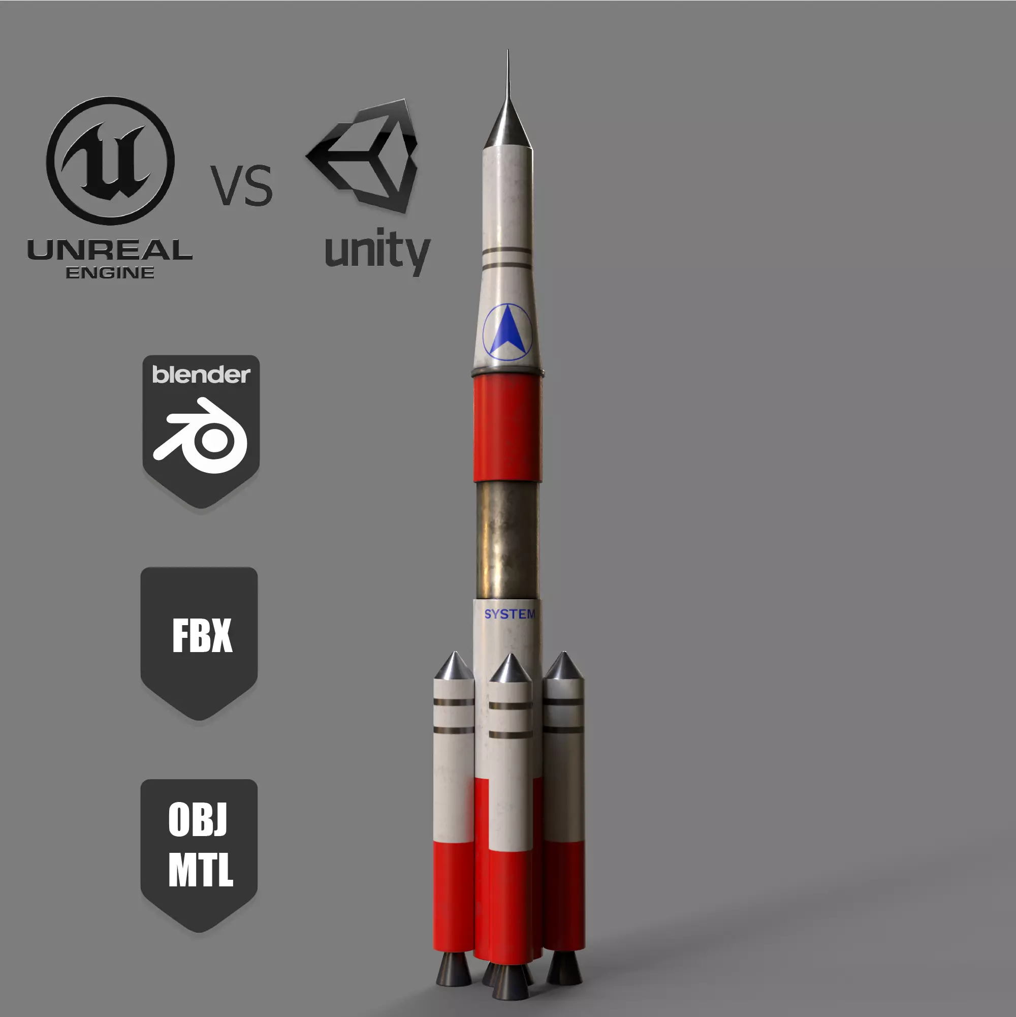 A low-poly 3D model of a simple model of a space rocket Low-poly 3D model_0