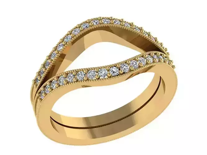 Ring287 gold wedding band with diamonds