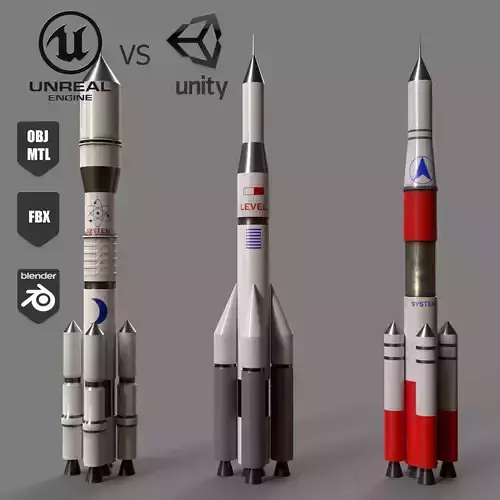 Simple model of a space rocket of three types