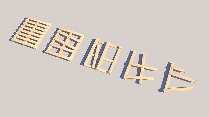 Pallet Collection 1 set of wooden pieces 3D model