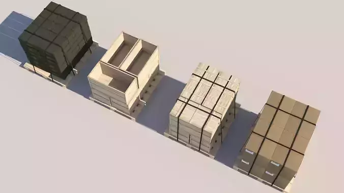 Pallet Collection with cargo 3D model