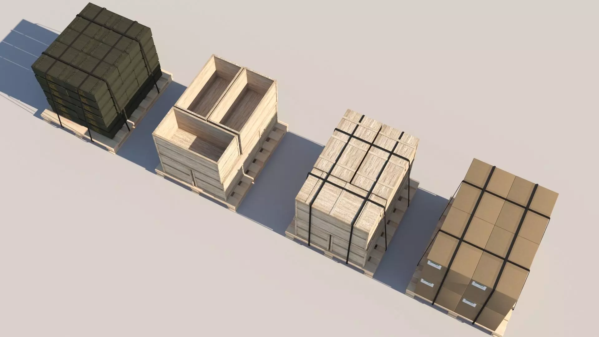 Pallet Collection with cargo 3D model_0