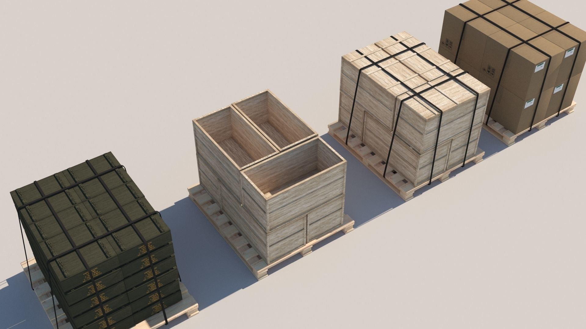 Pallet Collection with cargo 3D model_1