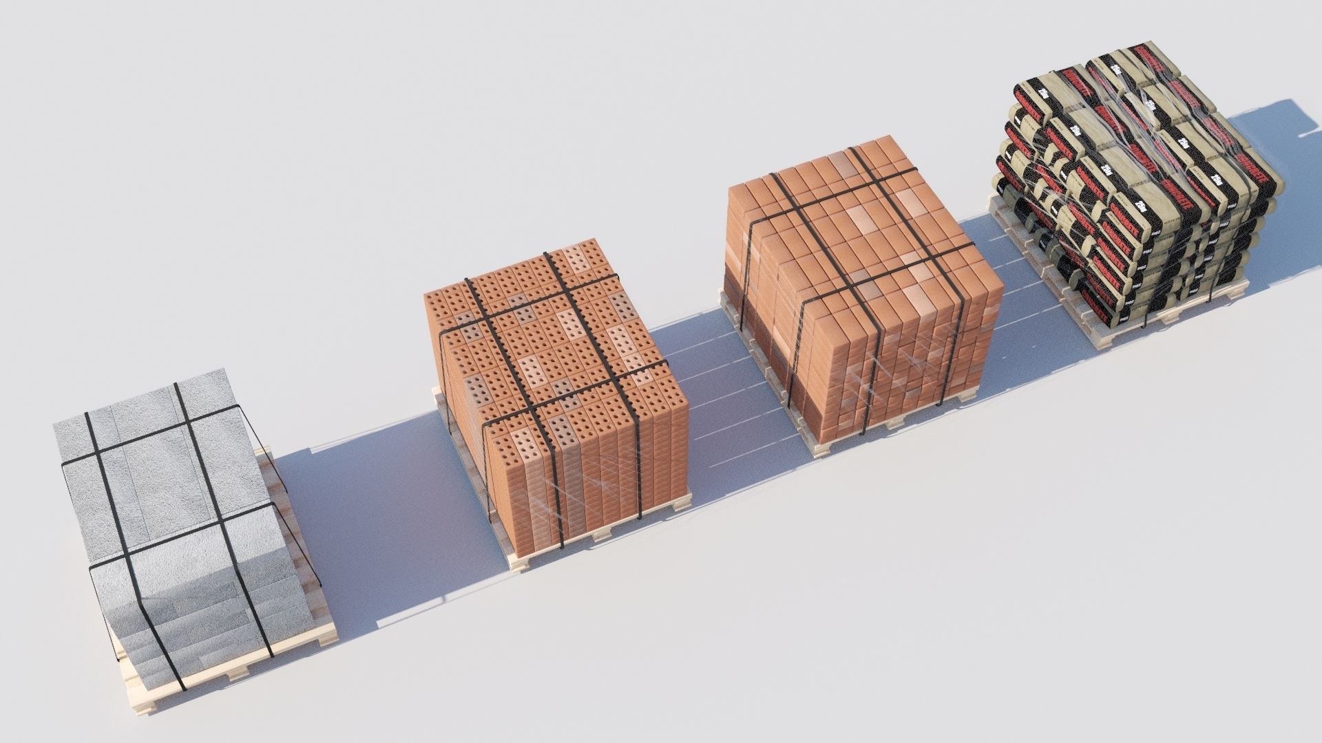 Pallet Collection with bricks 3D model_4