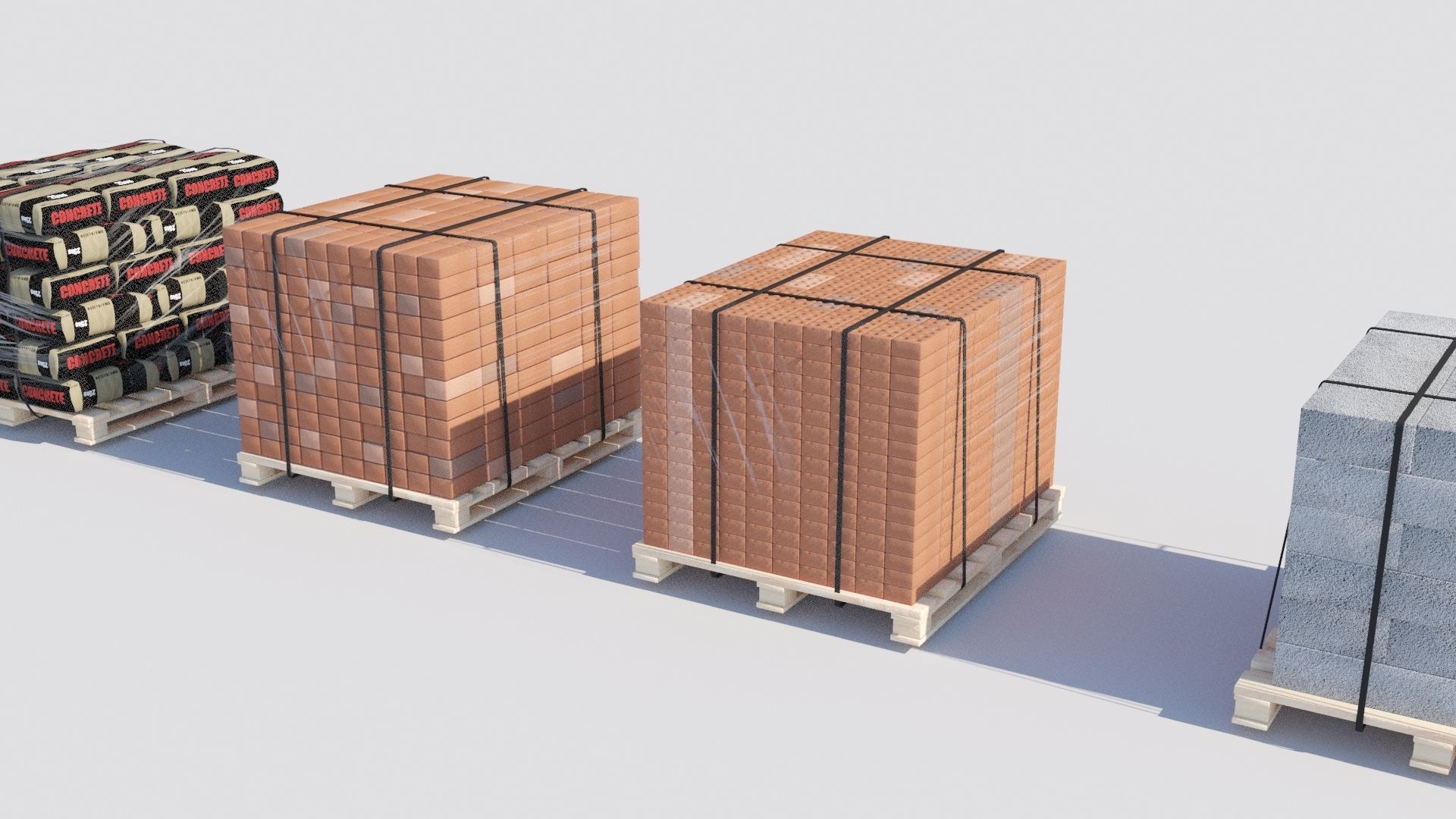 Pallet Collection with bricks 3D model_7