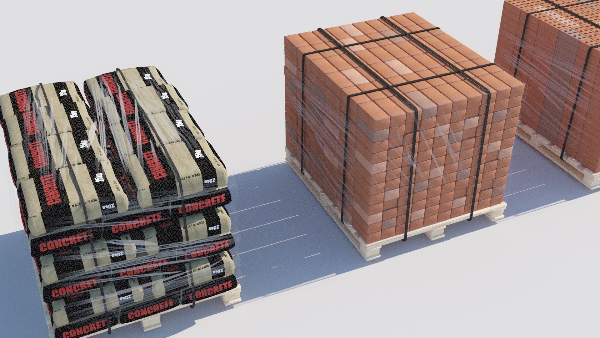 Pallet Collection with bricks 3D model_2