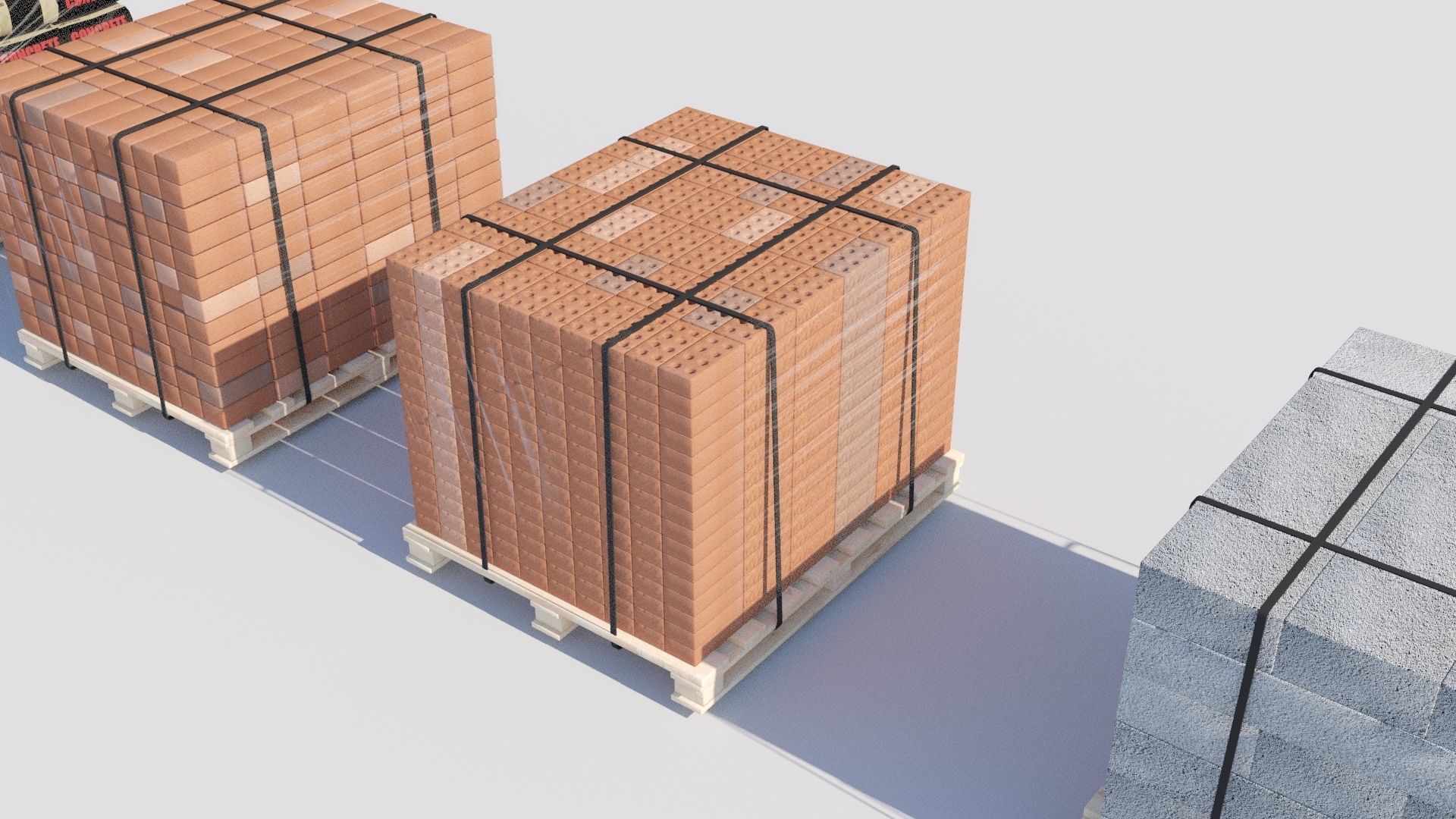 Pallet Collection with bricks 3D model_3
