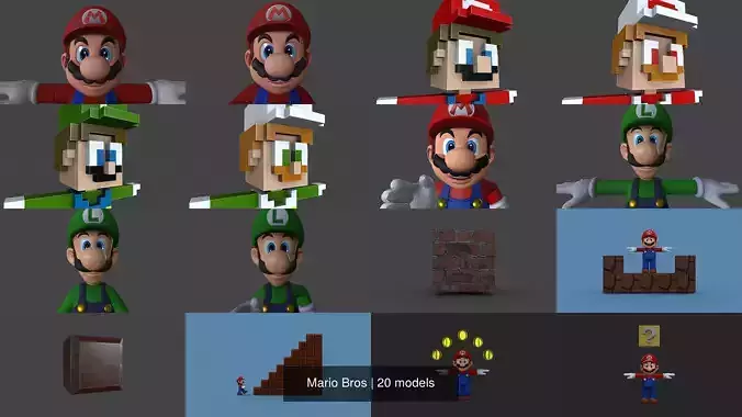 Mario Bros 3D Model Collection