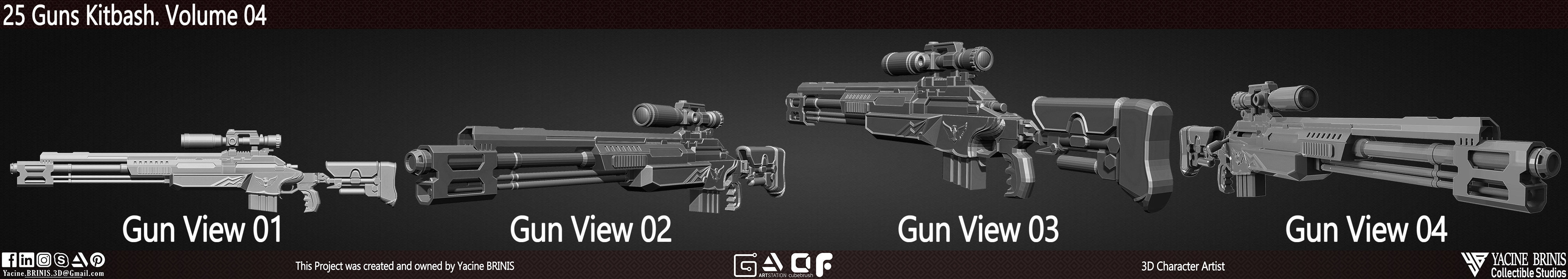 25 Guns Kitbash Volume 04 Low-poly 3D model_13