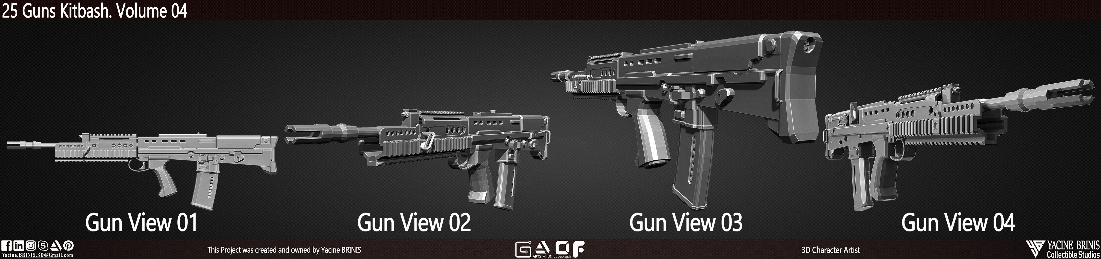 25 Guns Kitbash Volume 04 Low-poly 3D model_24