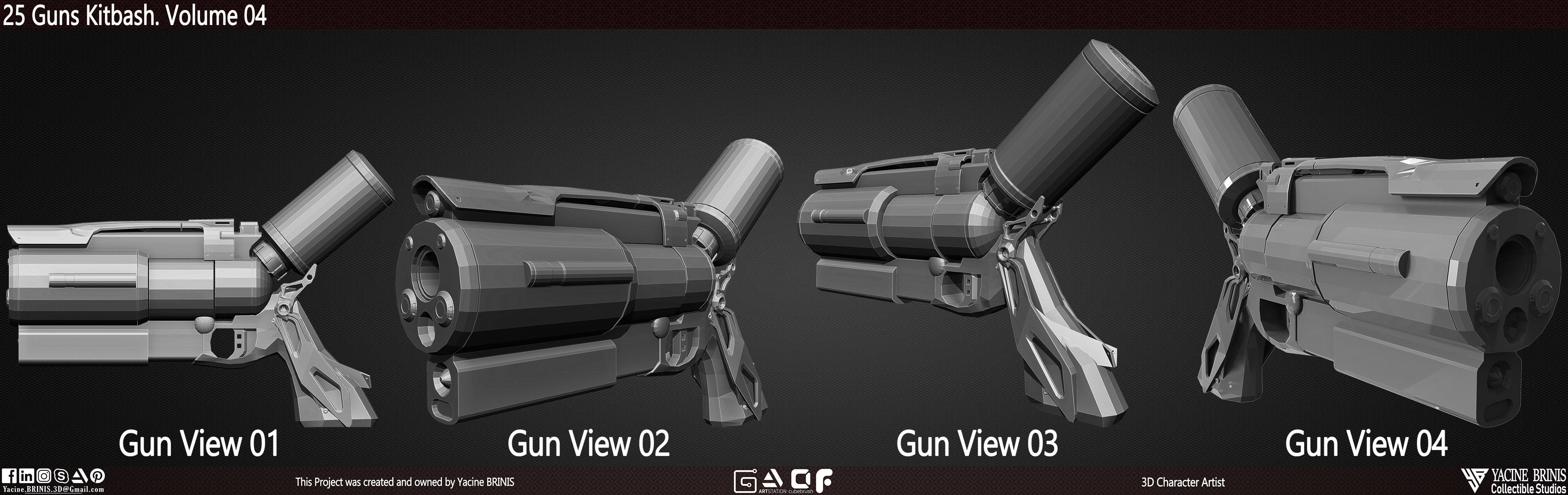25 Guns Kitbash Volume 04 Low-poly 3D model_11