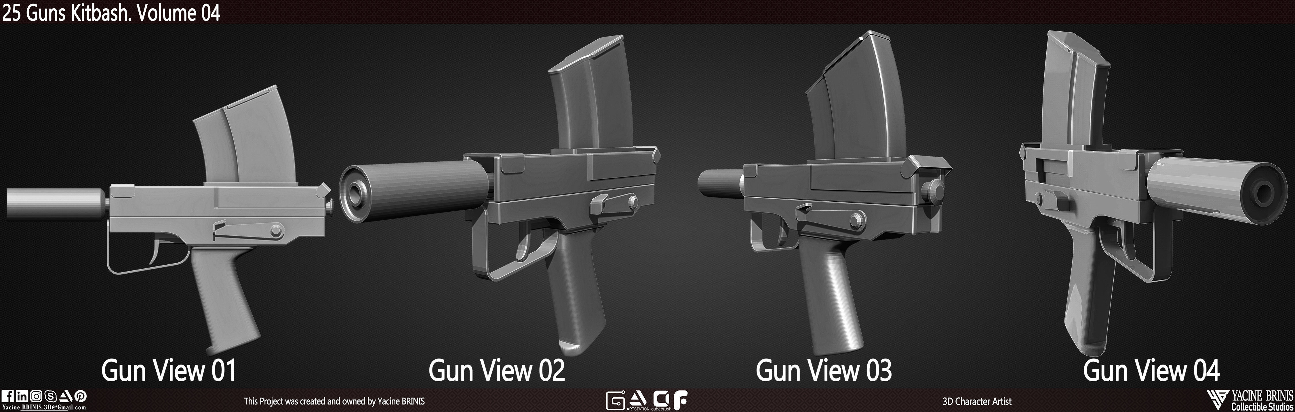 25 Guns Kitbash Volume 04 Low-poly 3D model_8