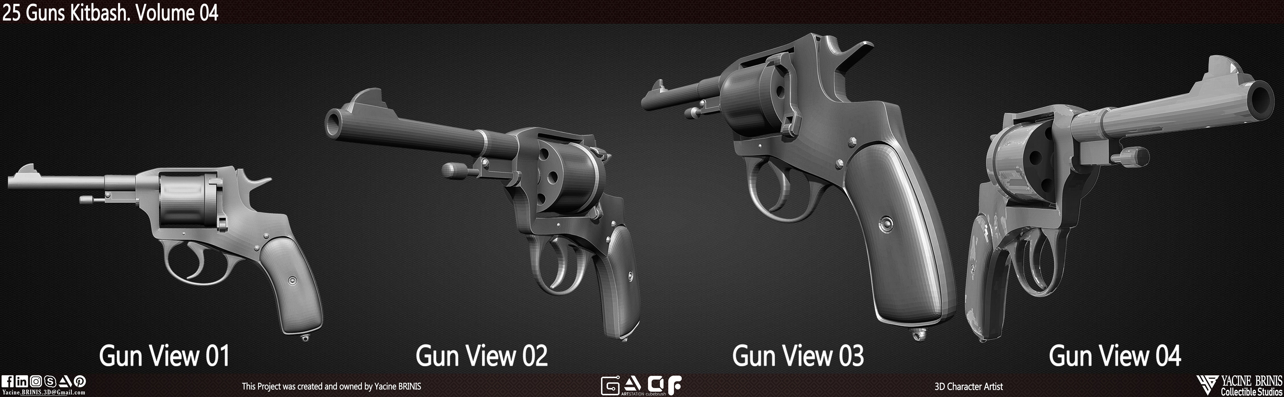 25 Guns Kitbash Volume 04 Low-poly 3D model_18