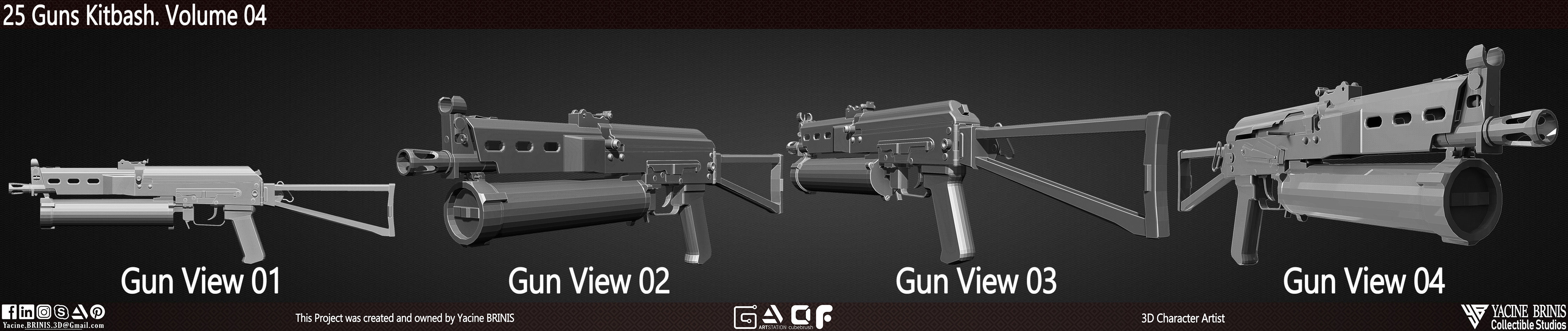 25 Guns Kitbash Volume 04 Low-poly 3D model_22