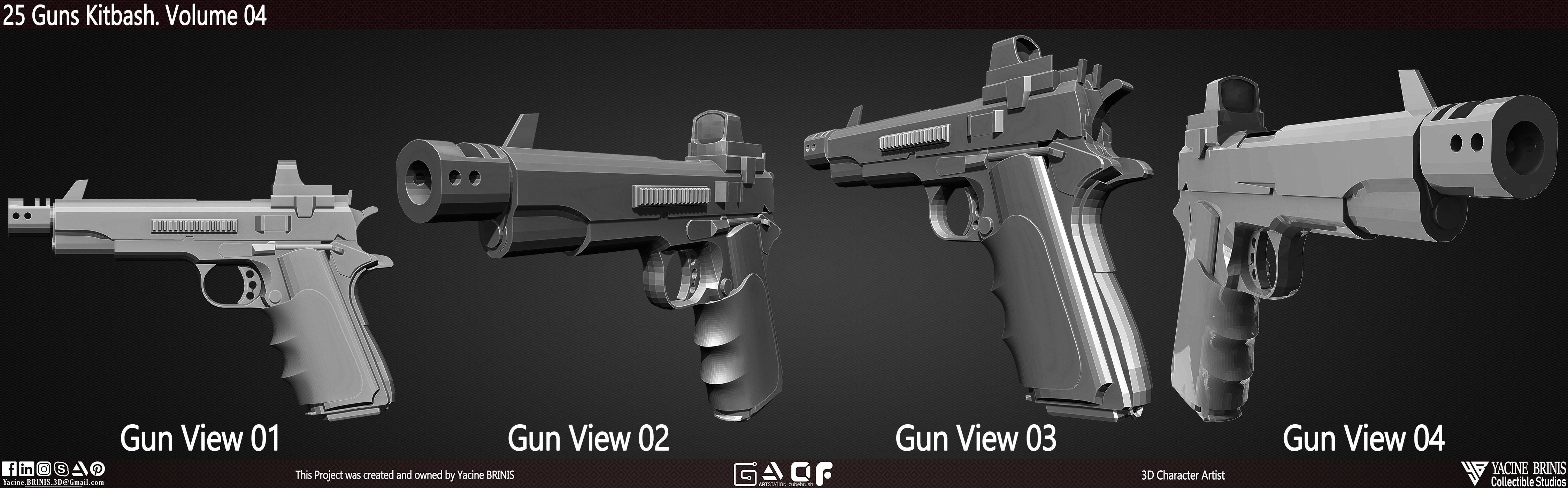 25 Guns Kitbash Volume 04 Low-poly 3D model_6
