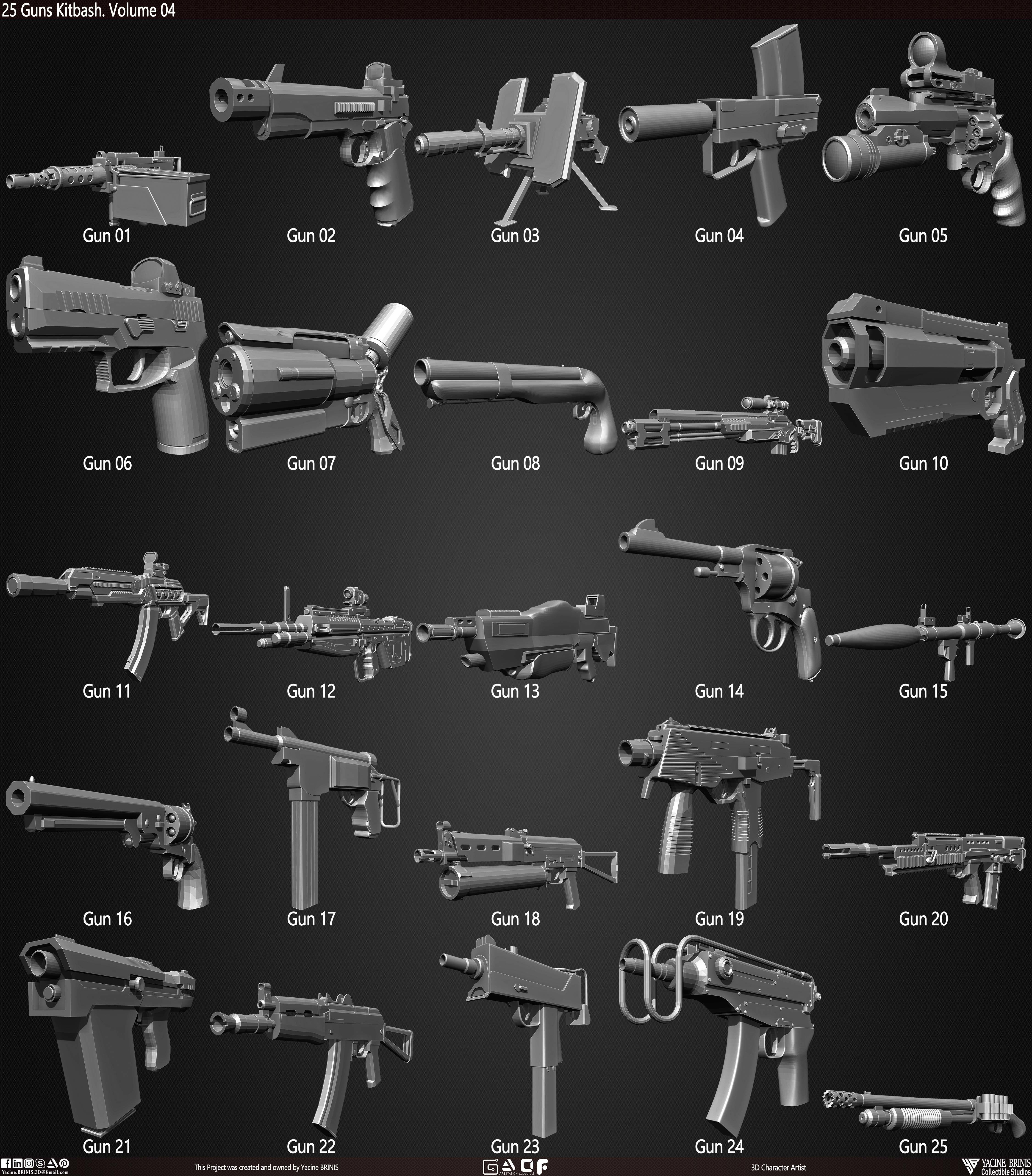 25 Guns Kitbash Volume 04 Low-poly 3D model_3