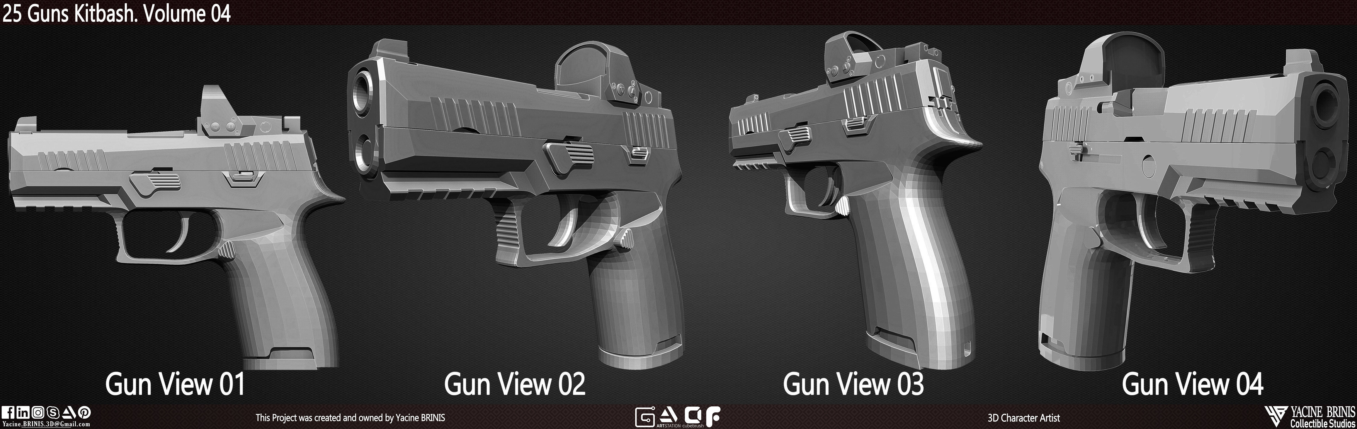 25 Guns Kitbash Volume 04 Low-poly 3D model_10