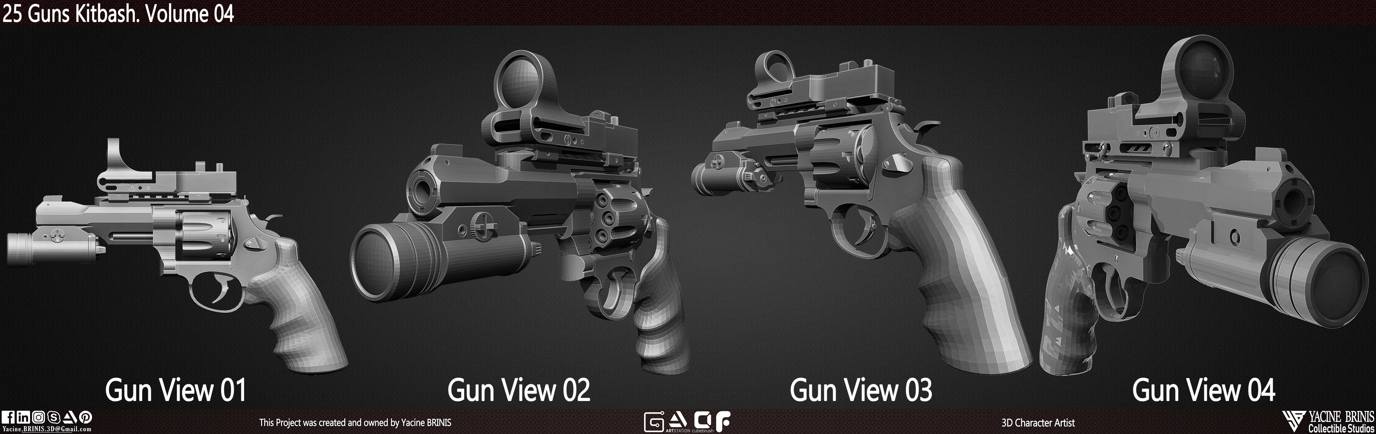 25 Guns Kitbash Volume 04 Low-poly 3D model_9