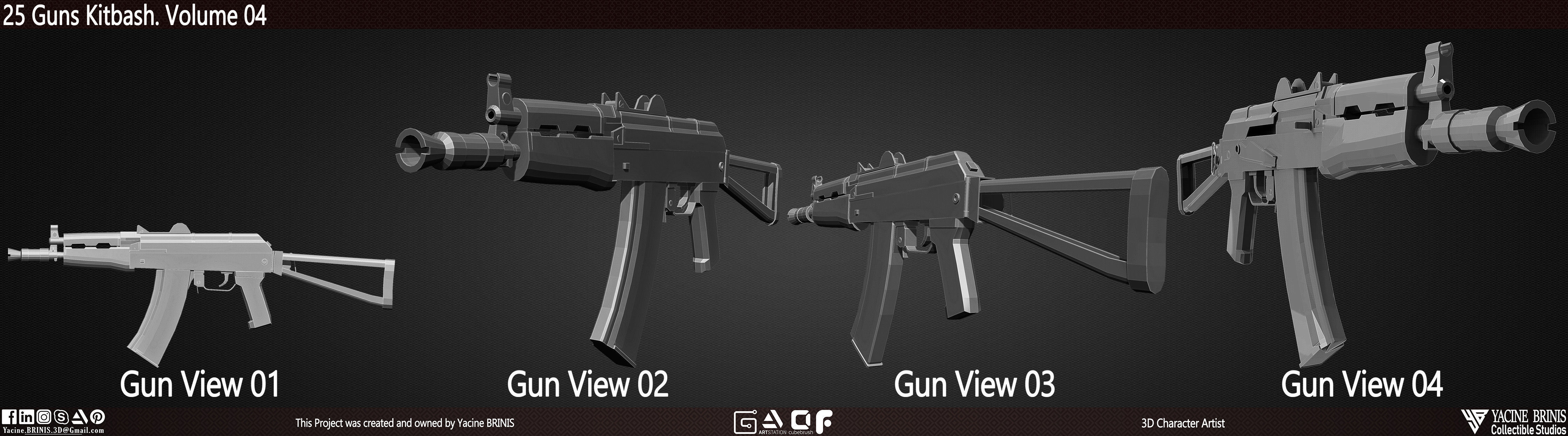 25 Guns Kitbash Volume 04 Low-poly 3D model_26