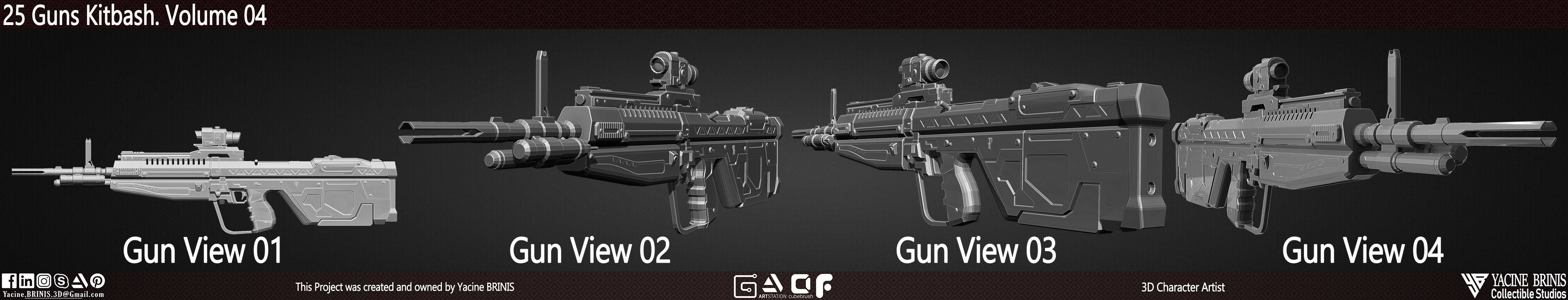 25 Guns Kitbash Volume 04 Low-poly 3D model_16
