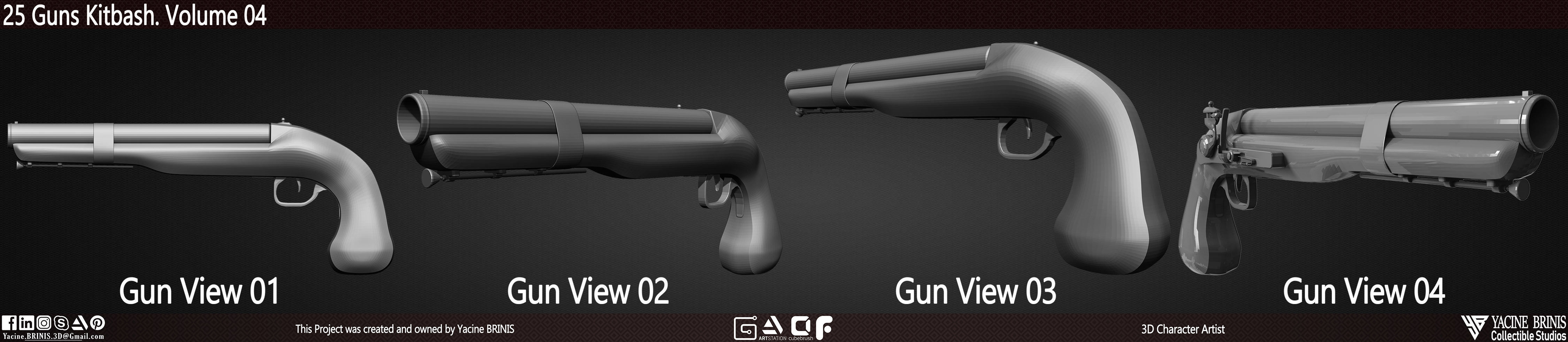 25 Guns Kitbash Volume 04 Low-poly 3D model_12