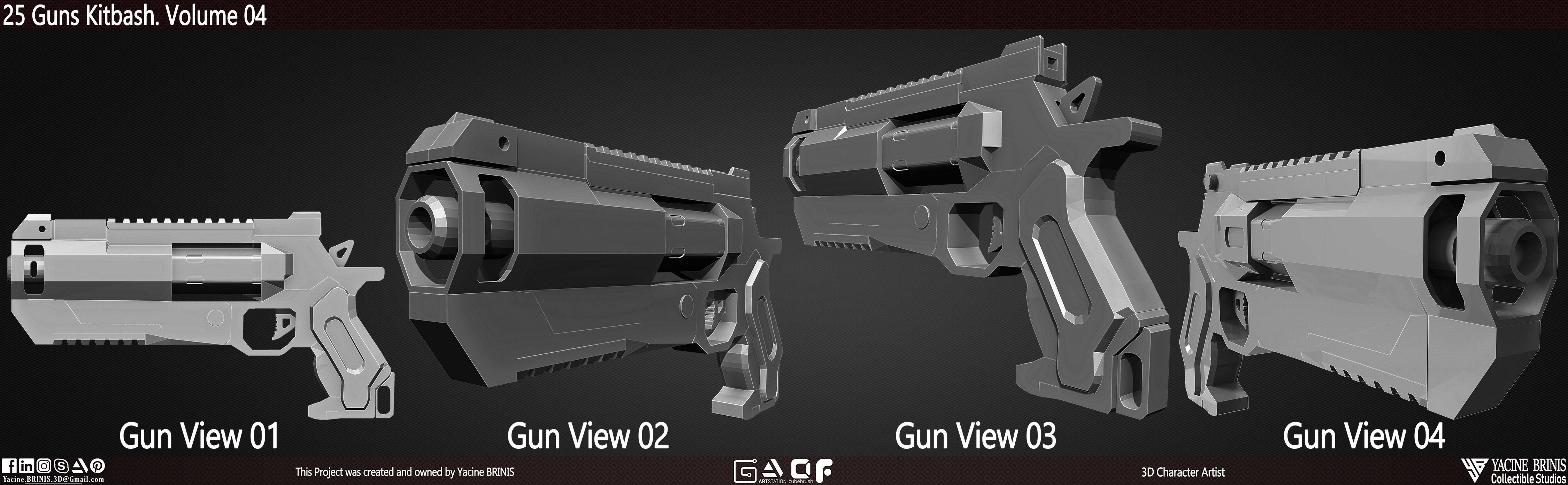 25 Guns Kitbash Volume 04 Low-poly 3D model_14