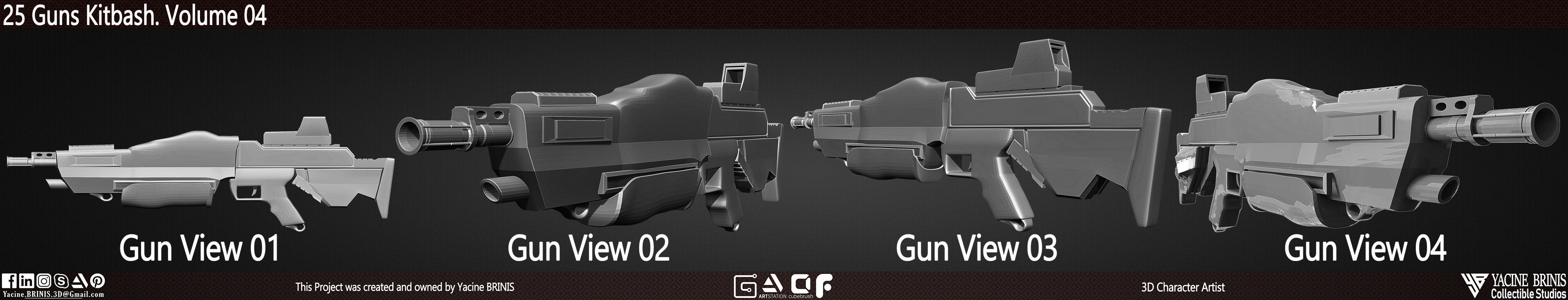 25 Guns Kitbash Volume 04 Low-poly 3D model_17