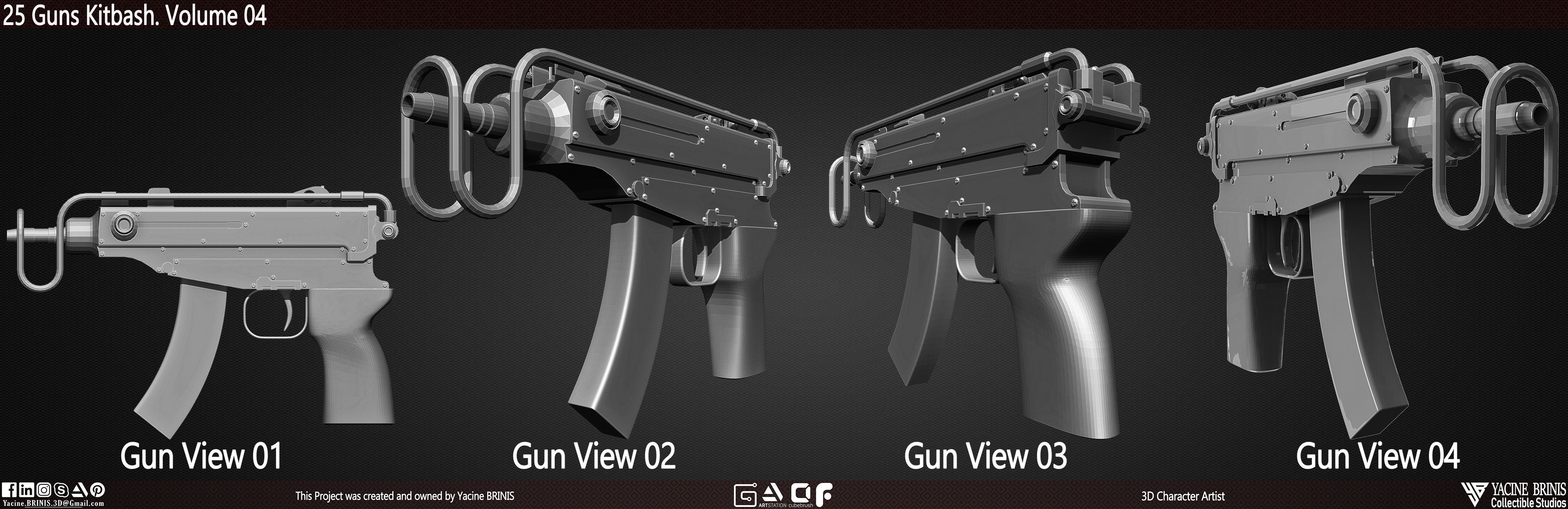 25 Guns Kitbash Volume 04 Low-poly 3D model_28