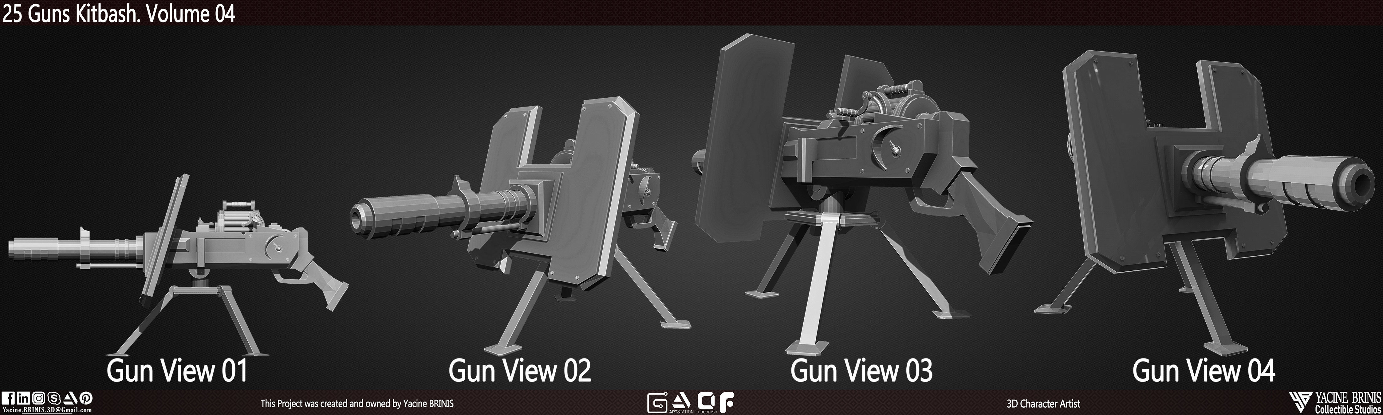 25 Guns Kitbash Volume 04 Low-poly 3D model_7