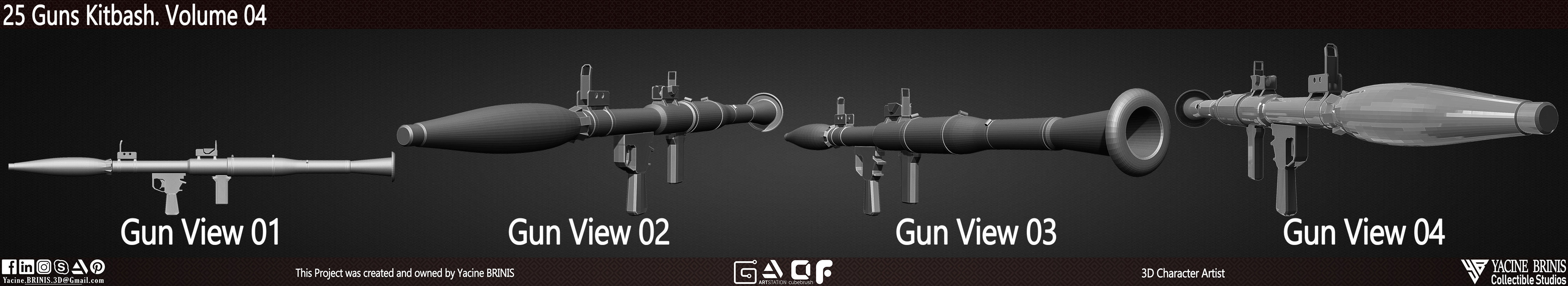 25 Guns Kitbash Volume 04 Low-poly 3D model_19