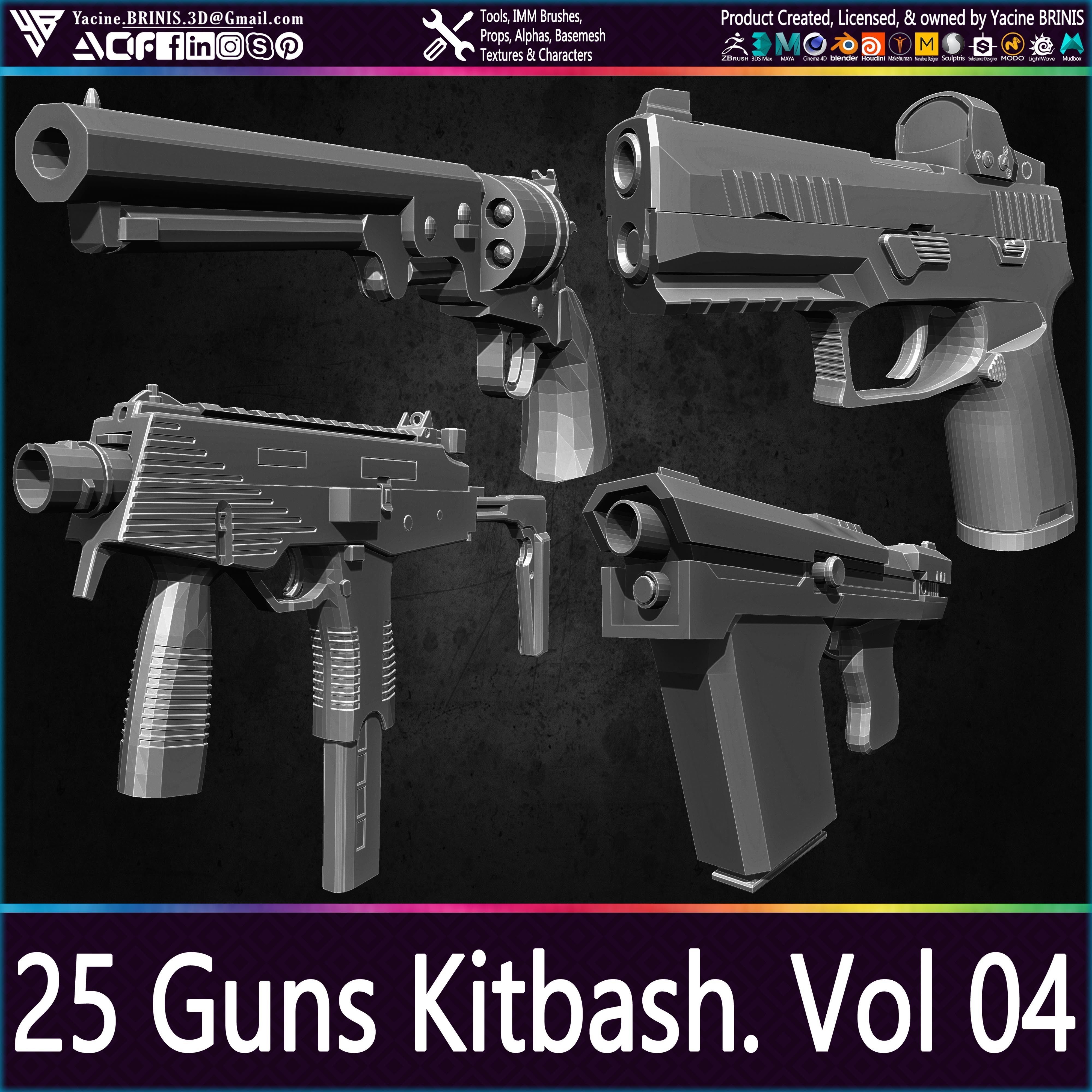 25 Guns Kitbash Volume 04 Low-poly 3D model_31