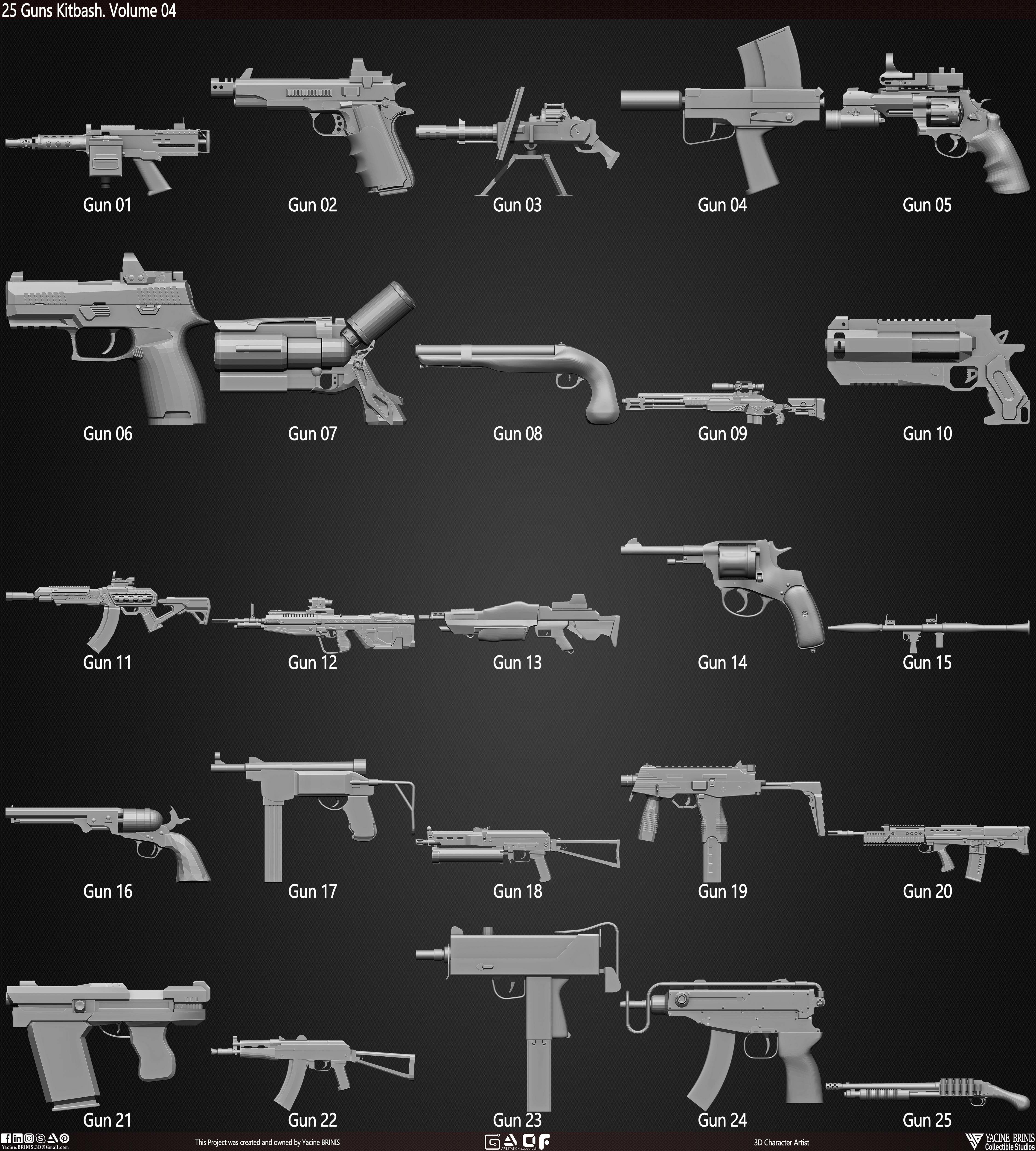 25 Guns Kitbash Volume 04 Low-poly 3D model_2