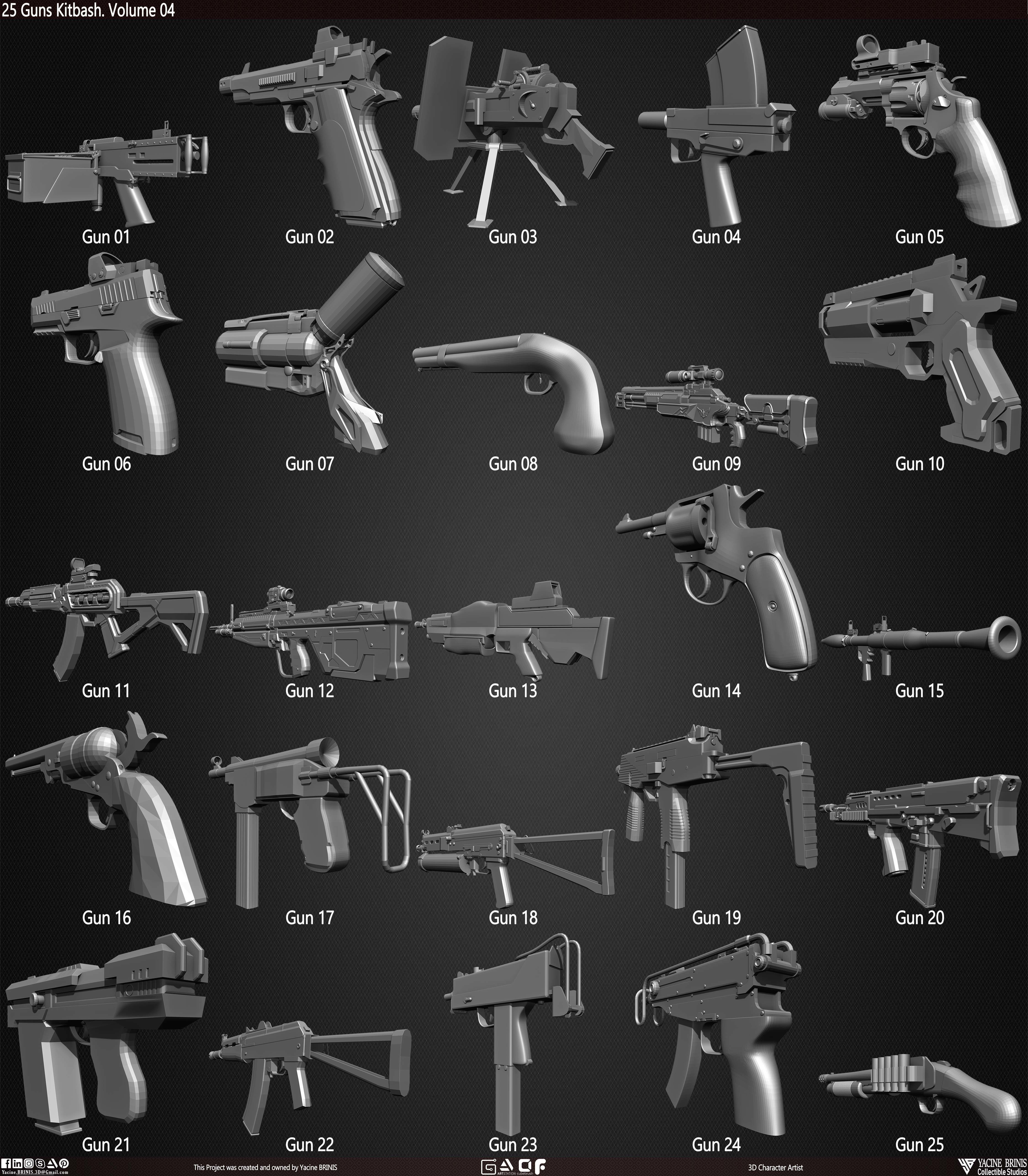 25 Guns Kitbash Volume 04 Low-poly 3D model_4