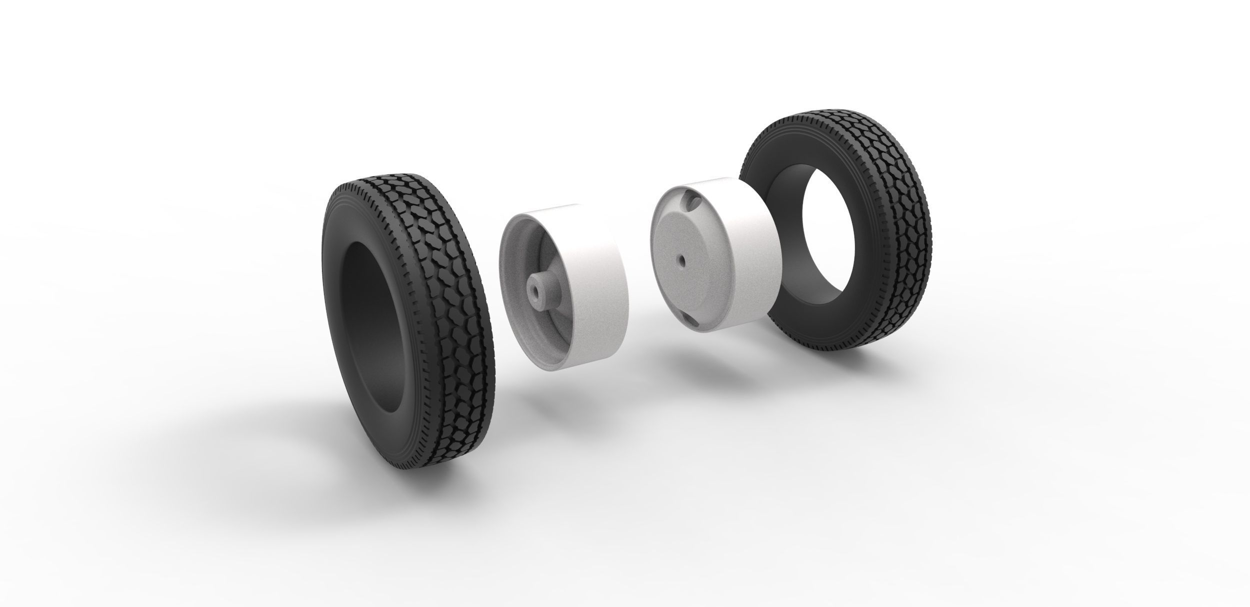 2 Hole rear wheel of old school truck Scale 1 to 25 3D print model_9