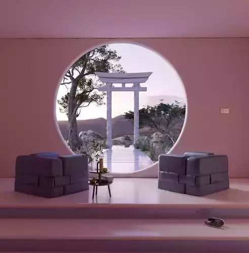 Asian style interior scene