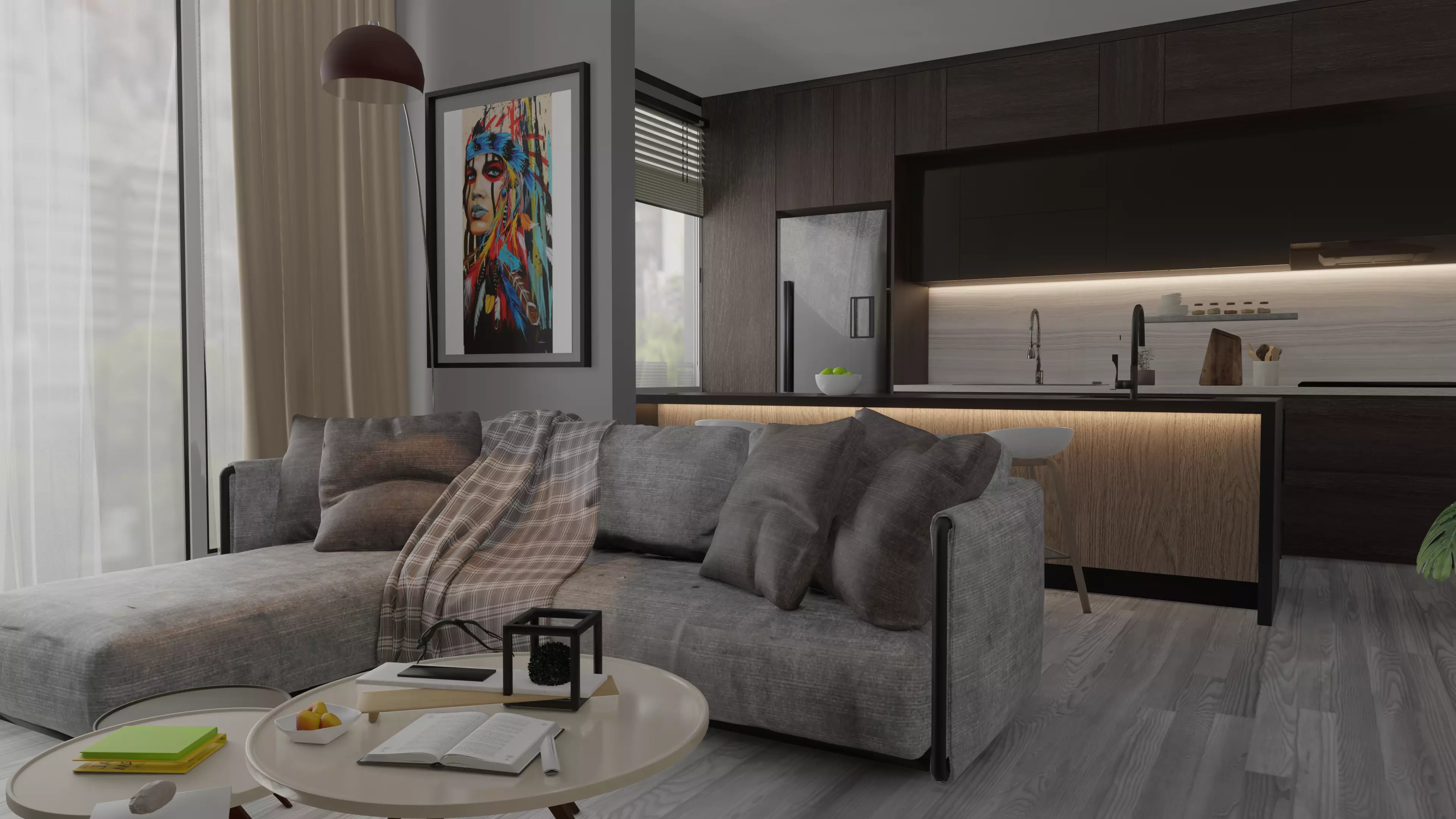 Interior design with animation 3D model_0