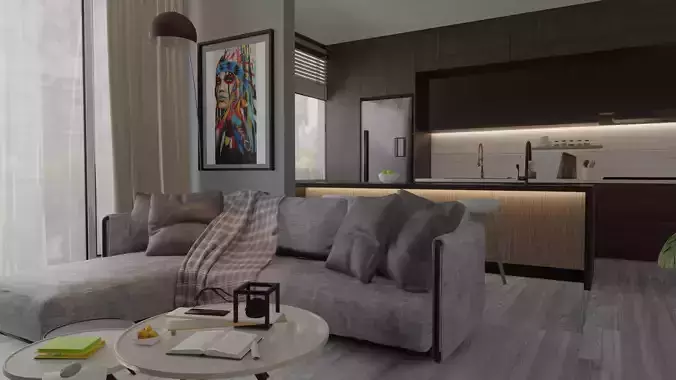 Interior design with animation 3D model
