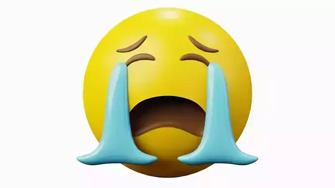 Crying Yellow Ball Emoticon Emoji or Smiley 3D model