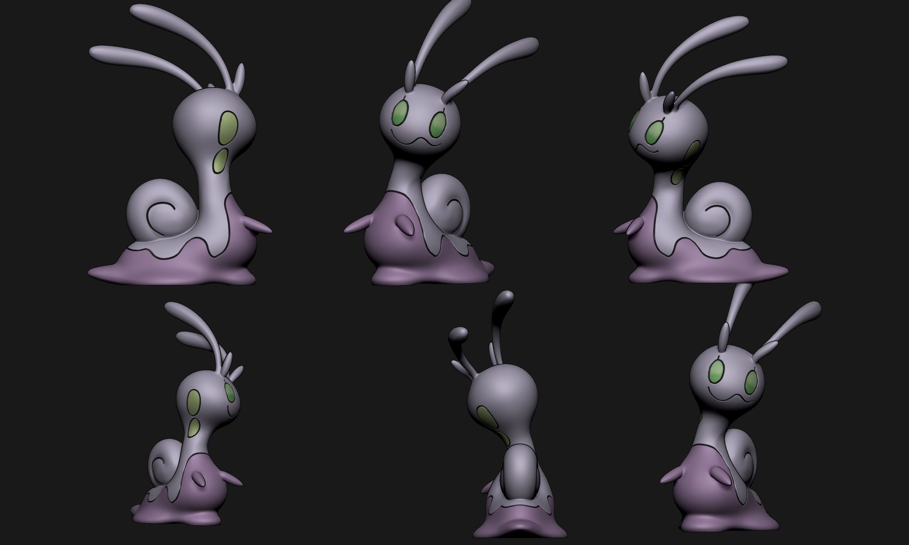 Pokemon - Goomy Sliggoo and Goodra with 2 poses 3D print model_9