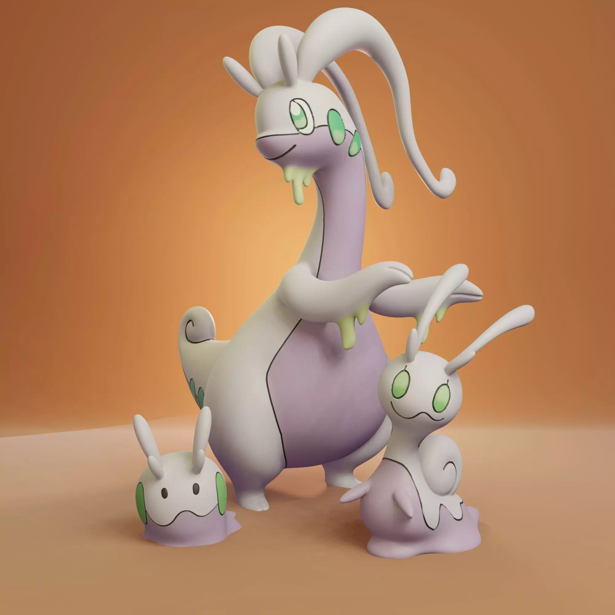 Pokemon - Goomy Sliggoo and Goodra with 2 poses 3D print model_0